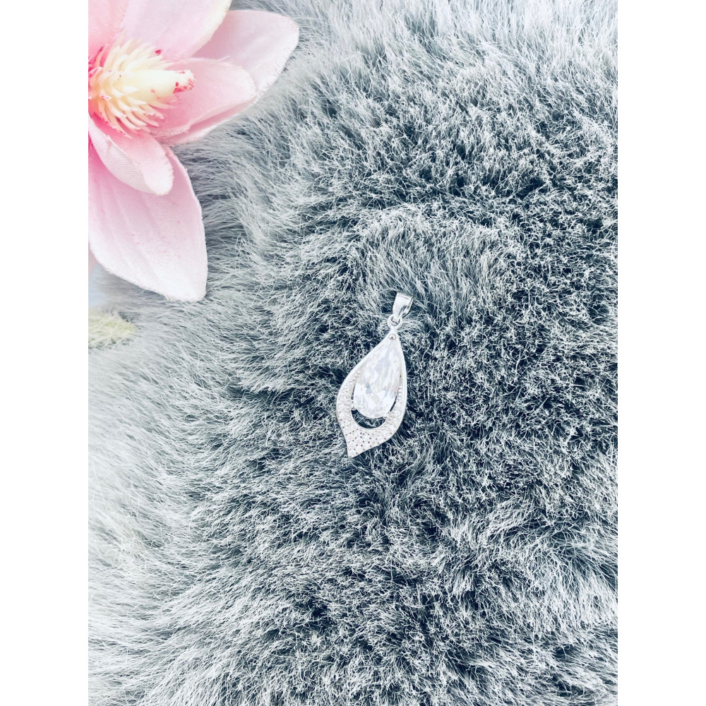 Tropfen 925 Silber Anhänger mit Zirkonia