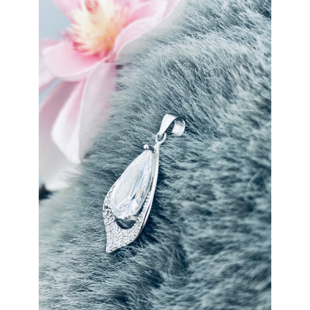 Tropfen 925 Silber Anhänger mit Zirkonia