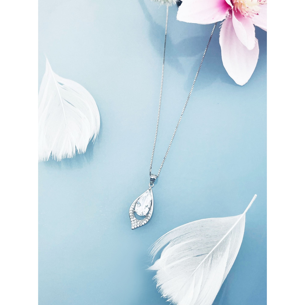 Tropfen 925 Silber Anhänger mit Zirkonia