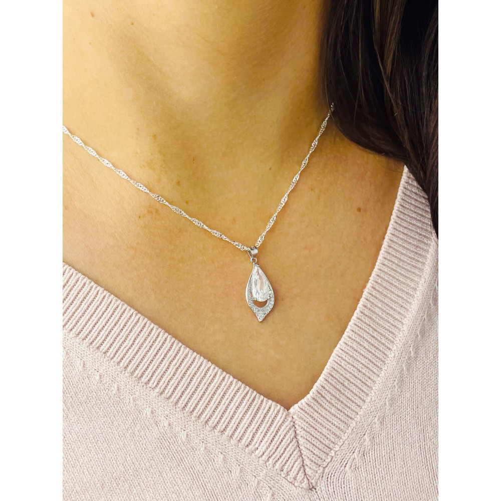 Tropfen 925 Silber Anhänger mit Zirkonia