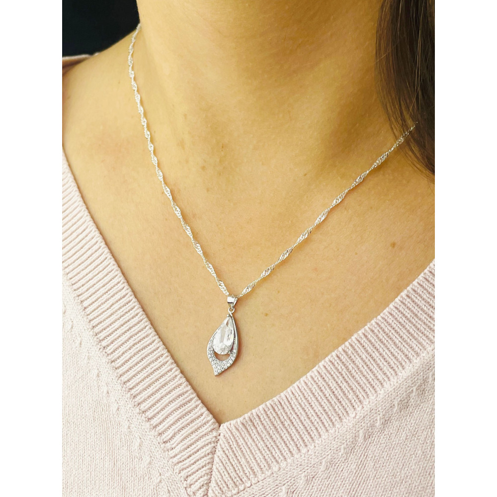 Tropfen 925 Silber Anhänger mit Zirkonia
