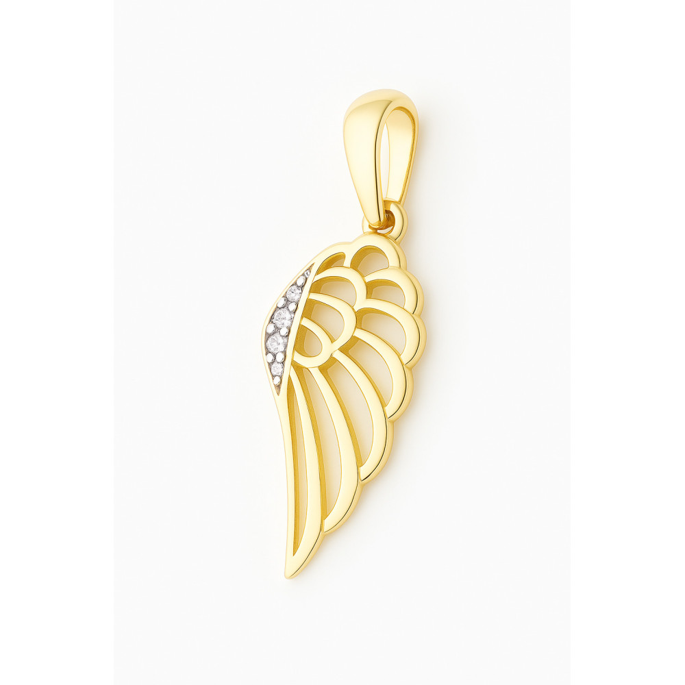 Anhänger Flügel Kettenanhänger Bicolor Zweifarbig Gold Goldanhänger mit Zirkonia