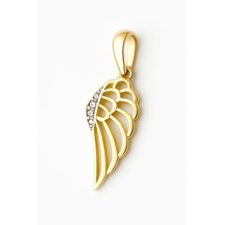 Anhänger Flügel Kettenanhänger Bicolor Zweifarbig Gold Goldanhänger mit Zirkonia