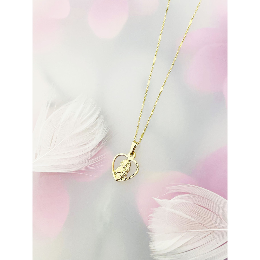 Herz Anhänger Madonna Maria Goldanhänger Erstkommunion 585er 14KT