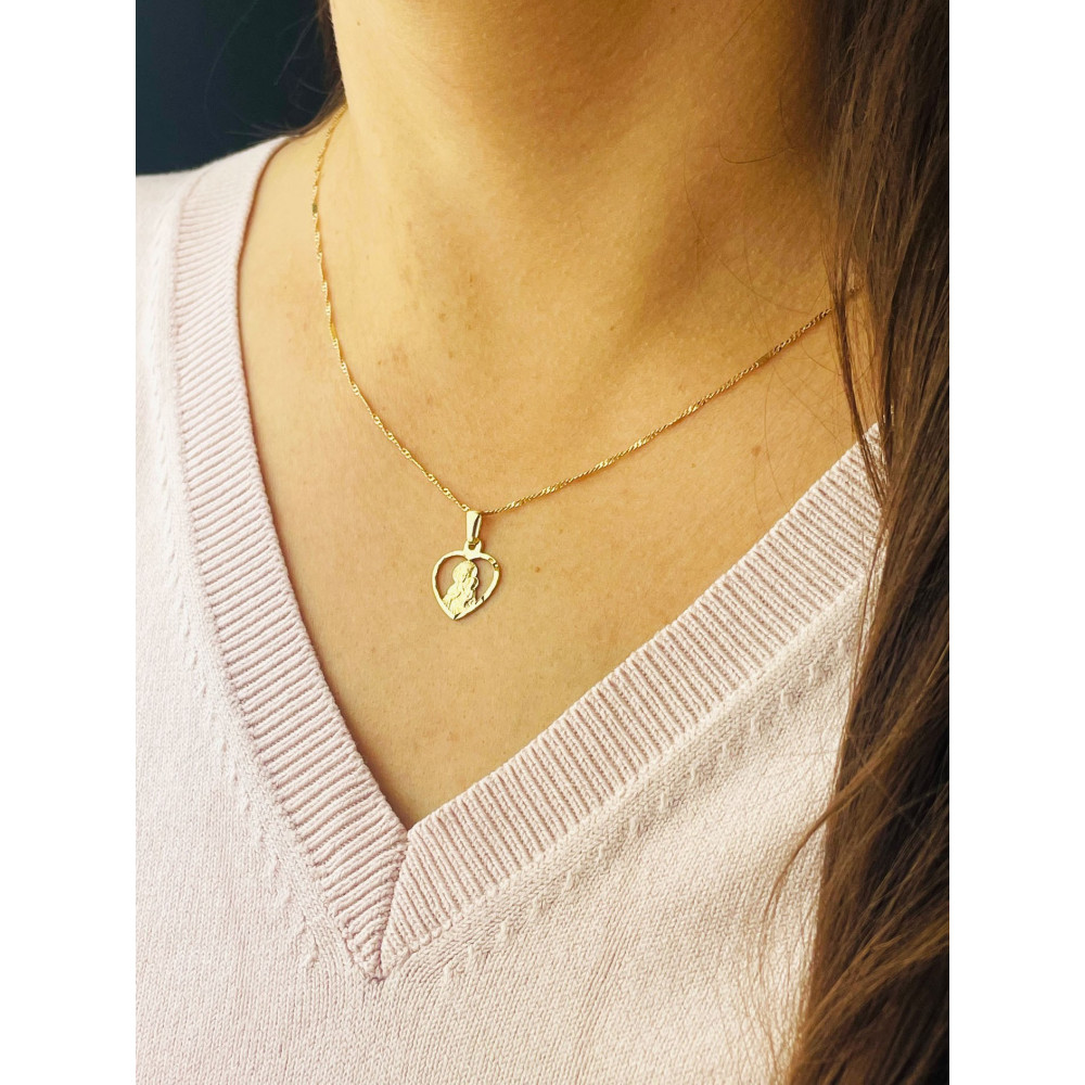 Herz Anhänger Madonna Maria Goldanhänger Erstkommunion 585er 14KT