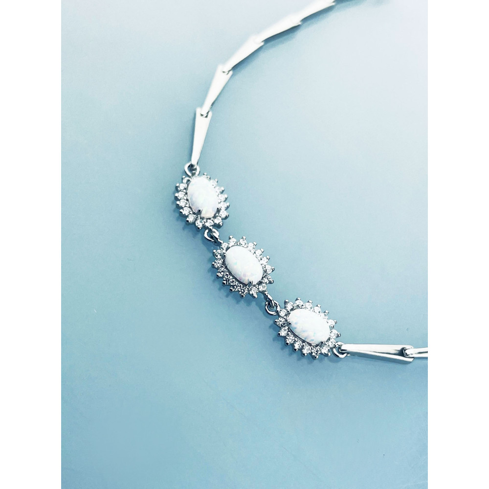 Armband 925 Silber mit Opal und Zirkonia