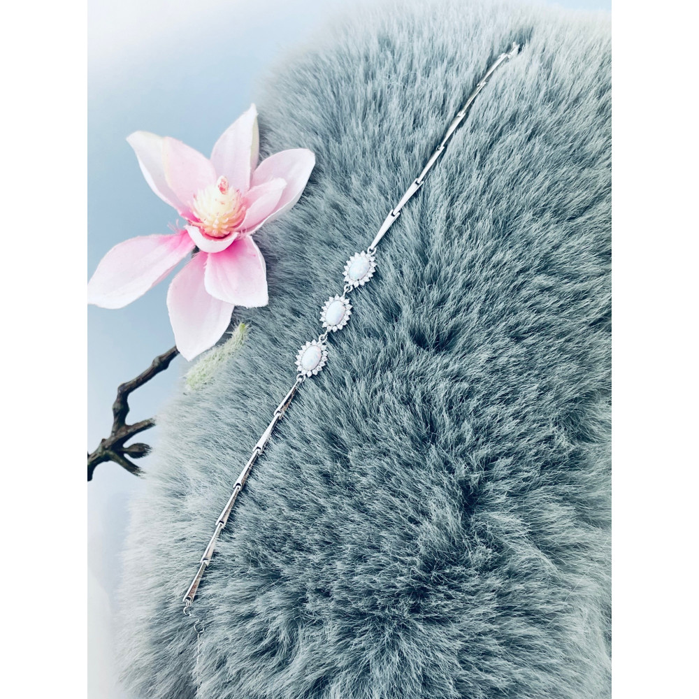 Armband 925 Silber mit Opal und Zirkonia