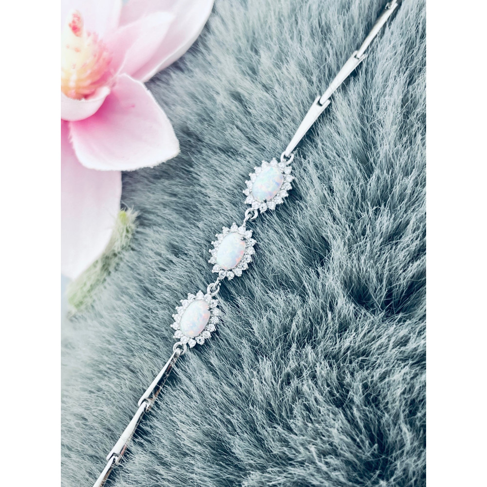 Armband 925 Silber mit Opal und Zirkonia