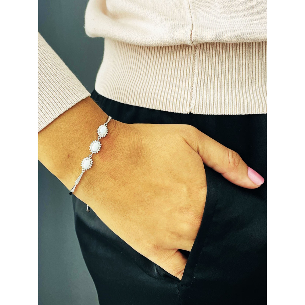 Armband 925 Silber mit Opal und Zirkonia