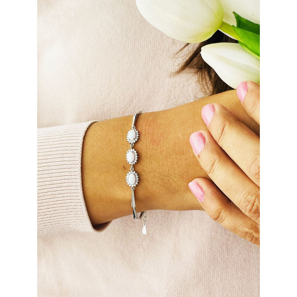 Armband 925 Silber mit Opal und Zirkonia