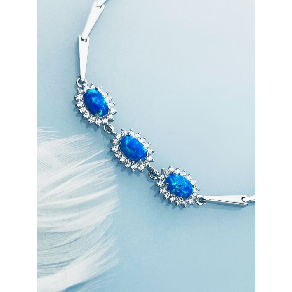 Armband 925 Silber mit Opal und Zirkonia