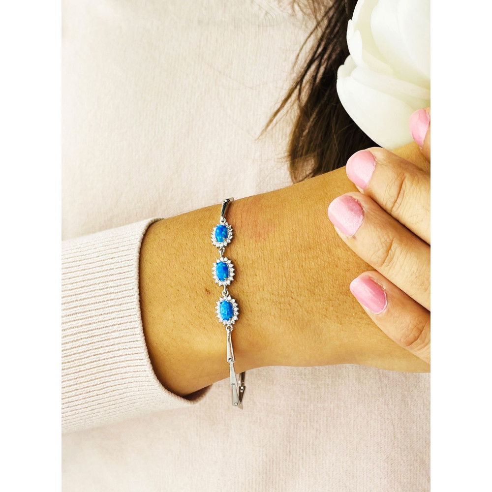 Armband 925 Silber mit Opal und Zirkonia