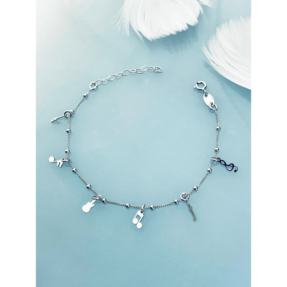 Musik 925 Silber Ankerkette Armband