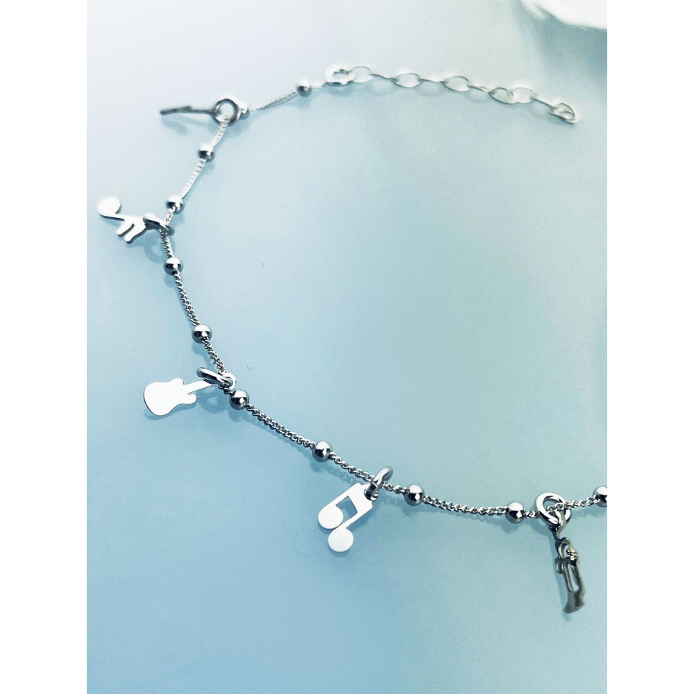 Musik 925 Silber Ankerkette Armband