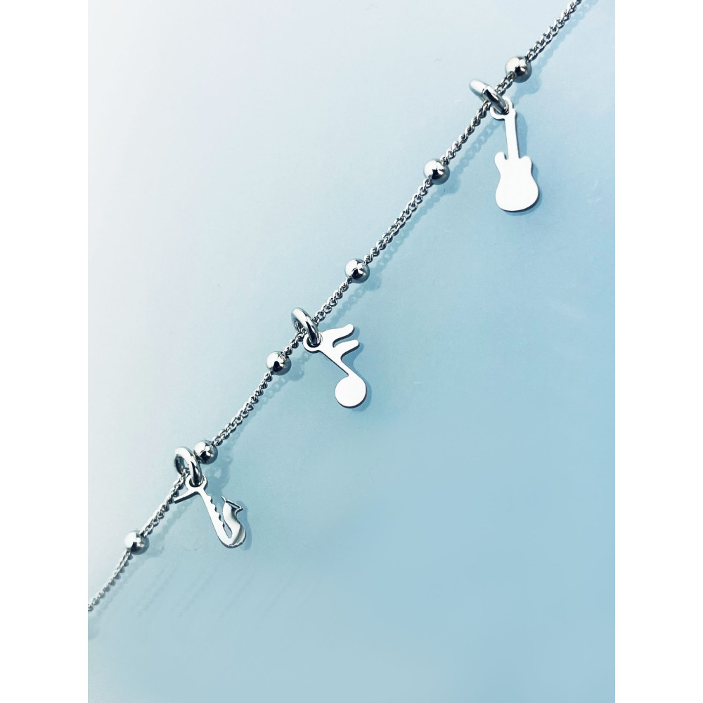 Musik 925 Silber Ankerkette Armband