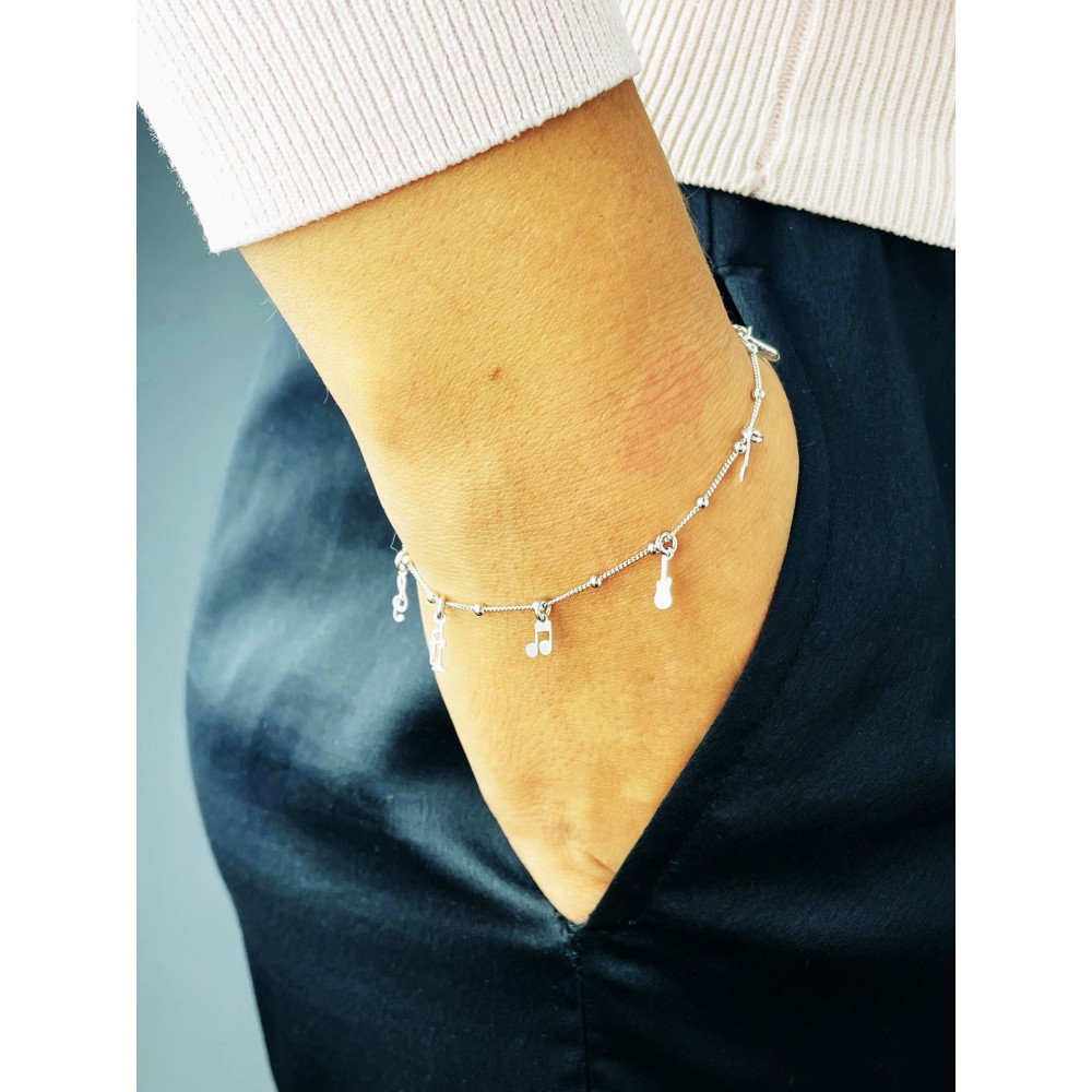 Musik 925 Silber Ankerkette Armband