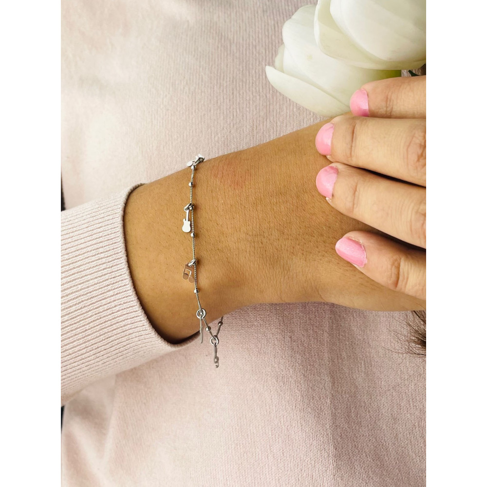 Musik 925 Silber Ankerkette Armband