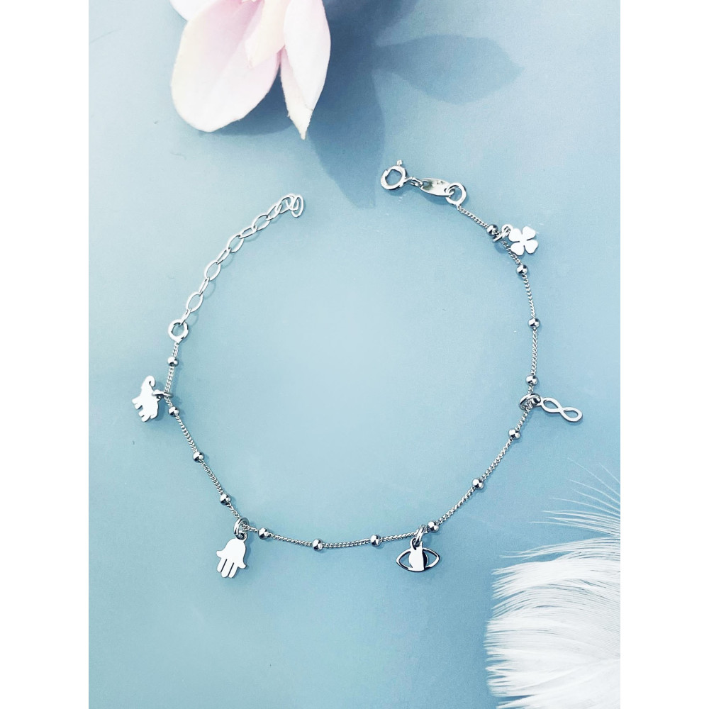 Glück 925 Silber Ankerkette Armband