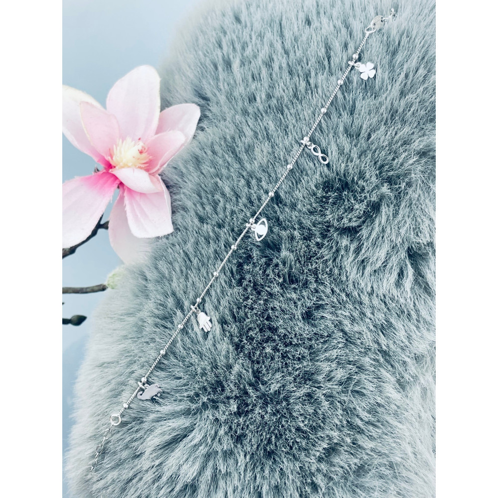 Glück 925 Silber Ankerkette Armband