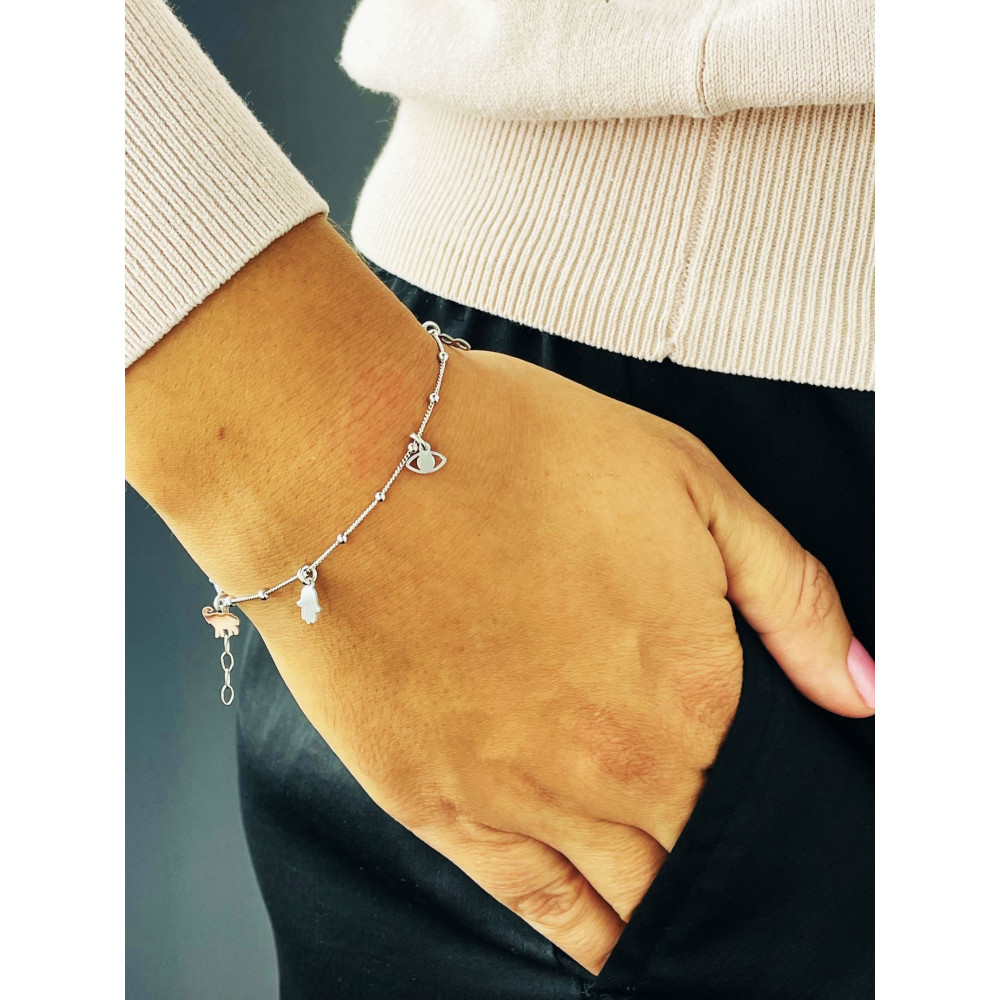 Glück 925 Silber Ankerkette Armband