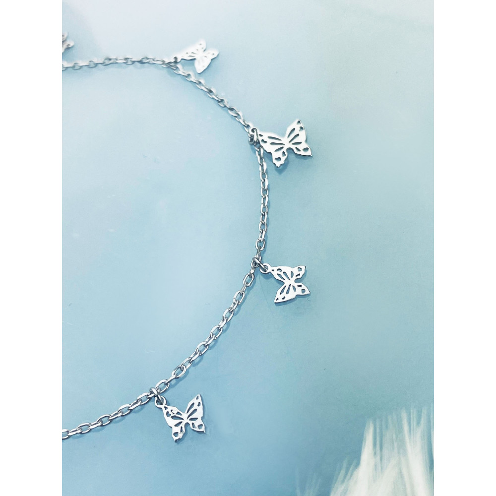 Schmetterling 925 Silber Ankerkette Armband