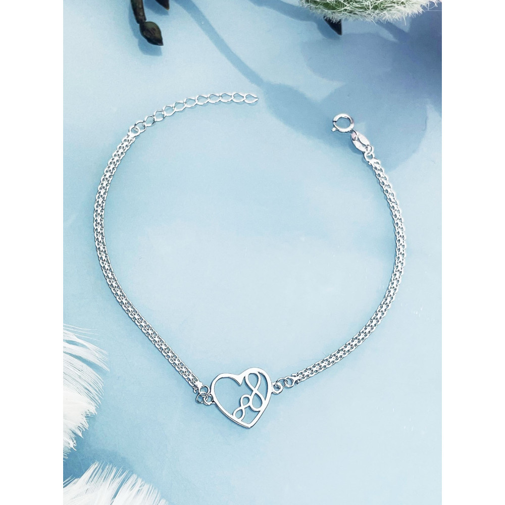 Infinity Herz 925 Silber Ankerkette Armband