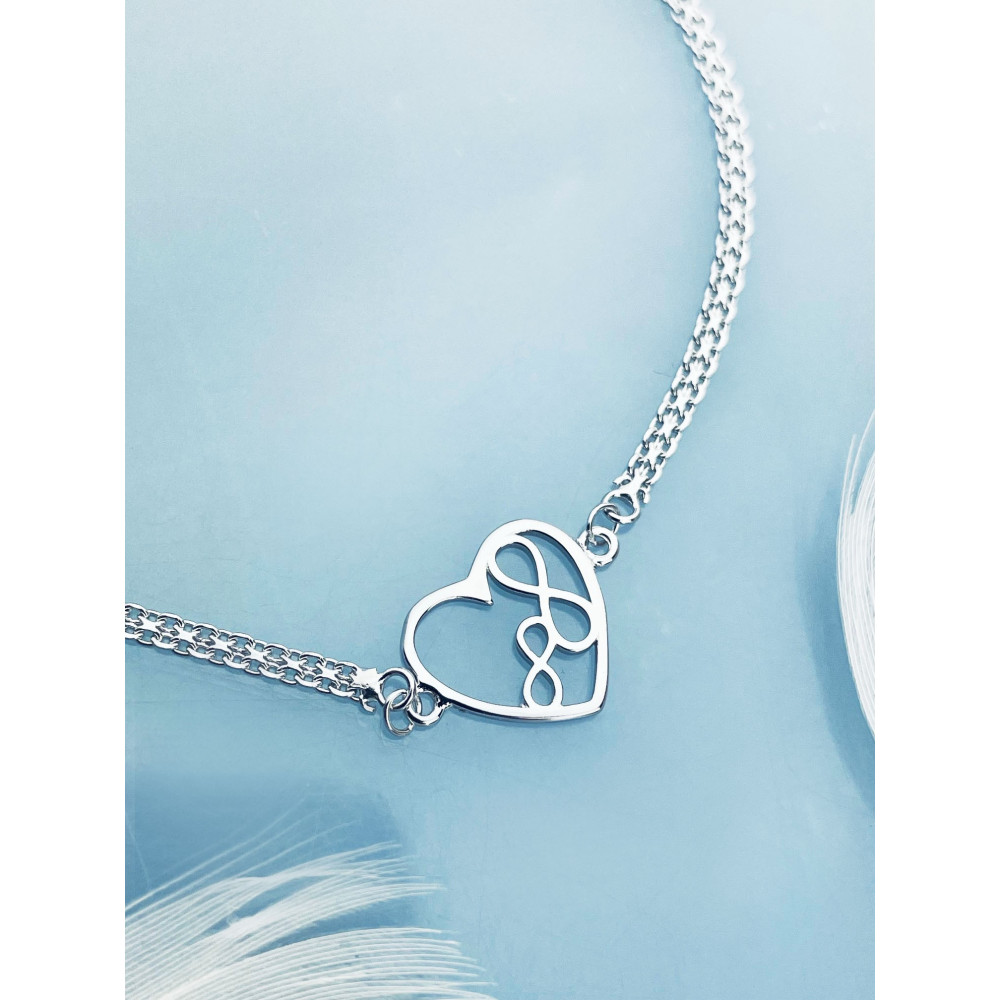 Infinity Herz 925 Silber Ankerkette Armband
