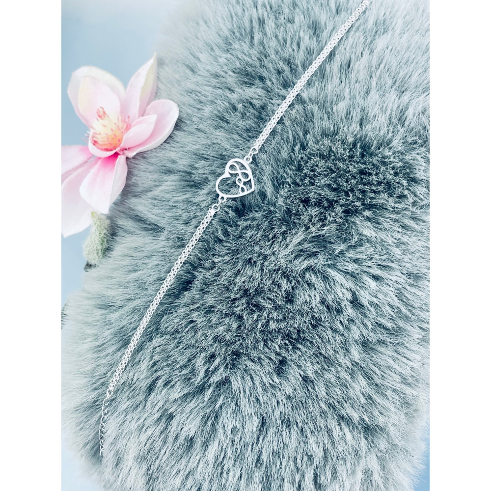 Infinity Herz 925 Silber Ankerkette Armband