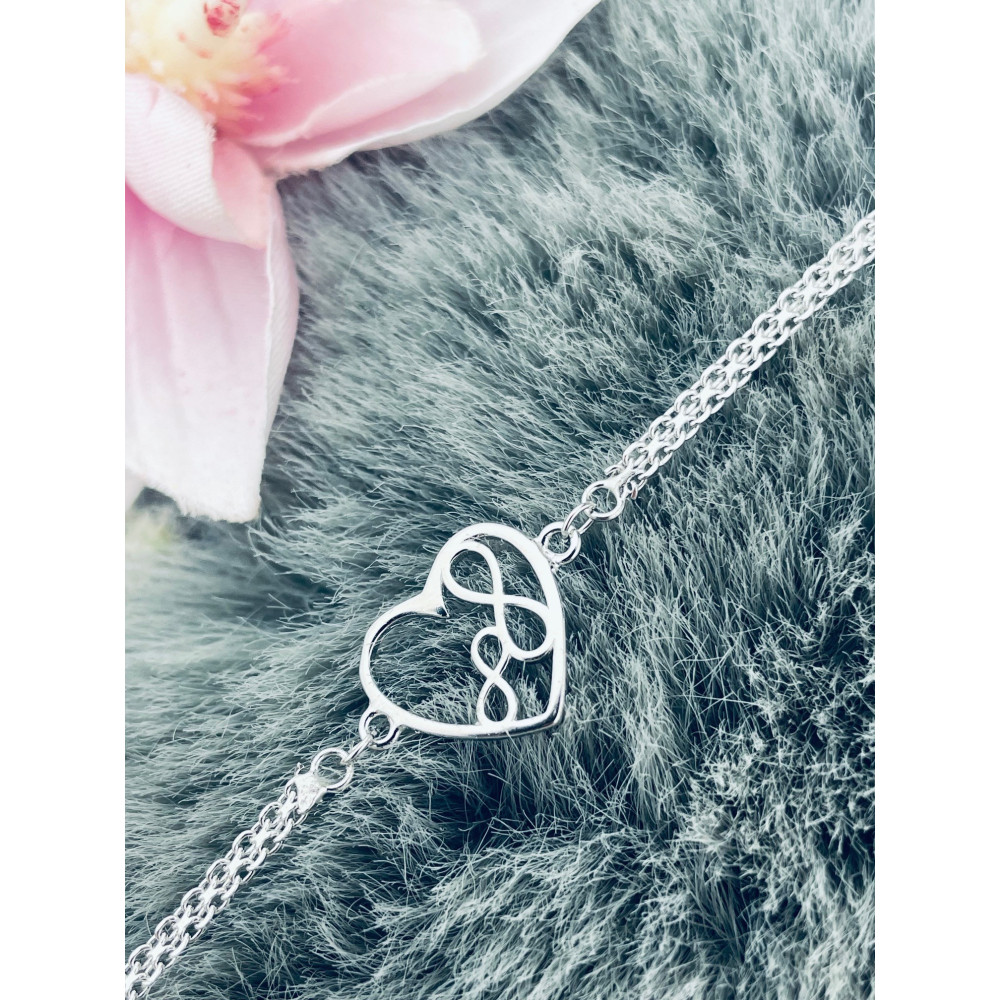 Infinity Herz 925 Silber Ankerkette Armband