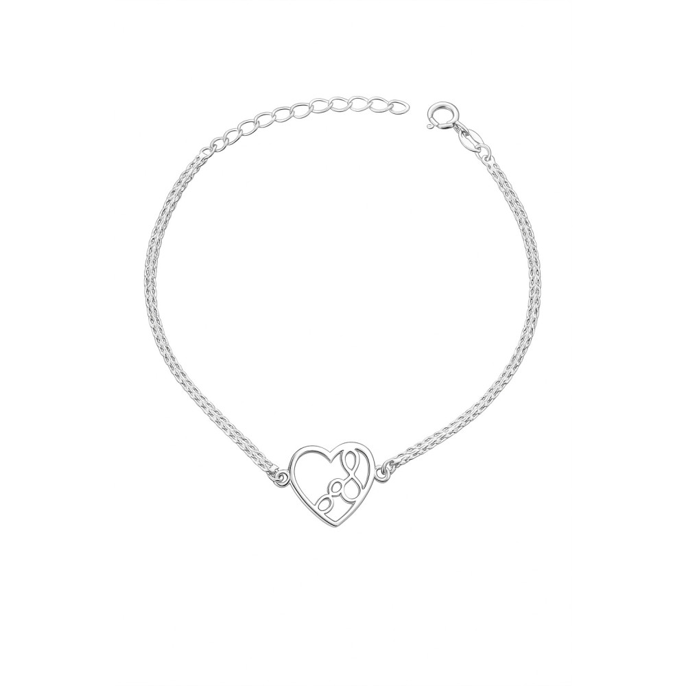 Infinity Herz 925 Silber Ankerkette Armband