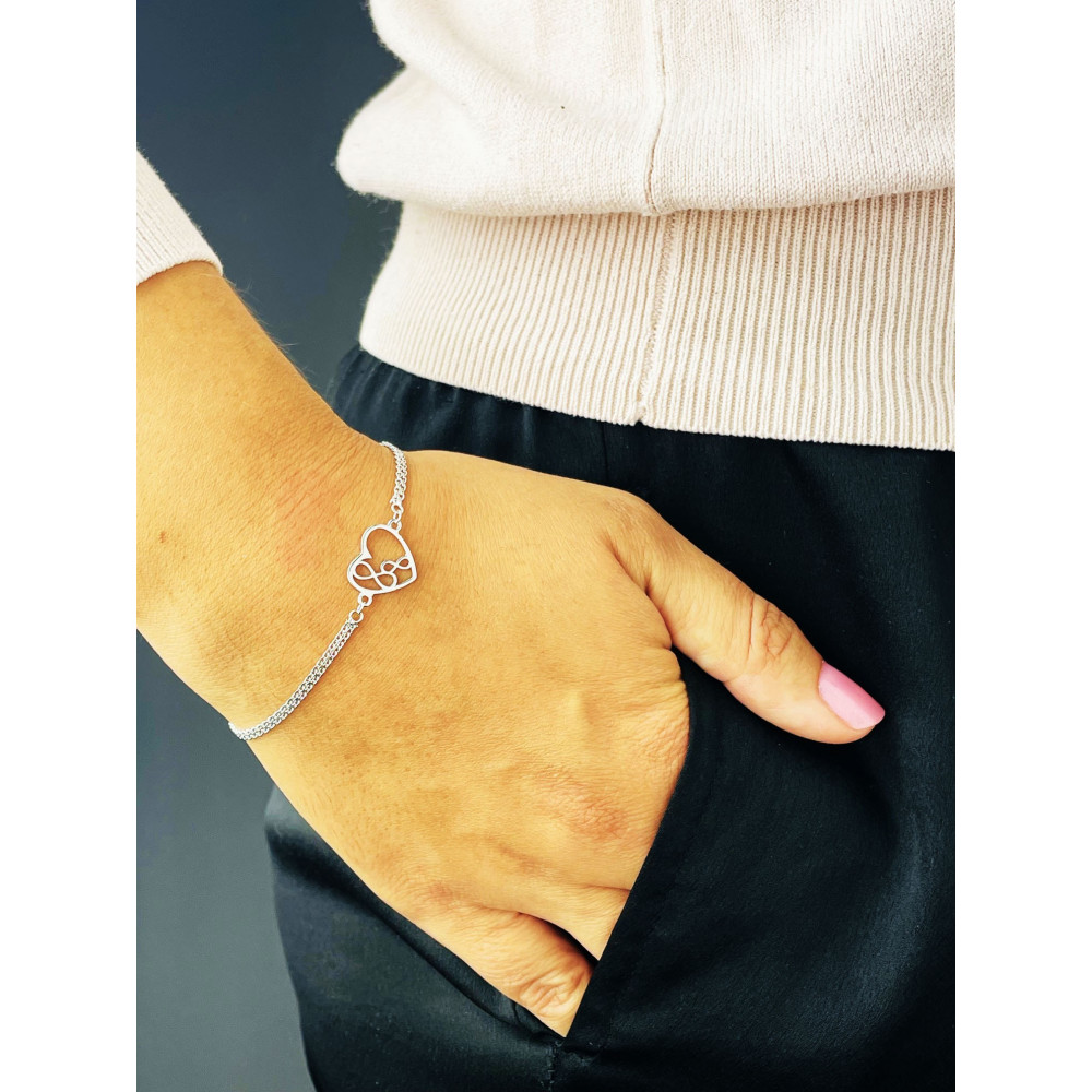 Infinity Herz 925 Silber Ankerkette Armband