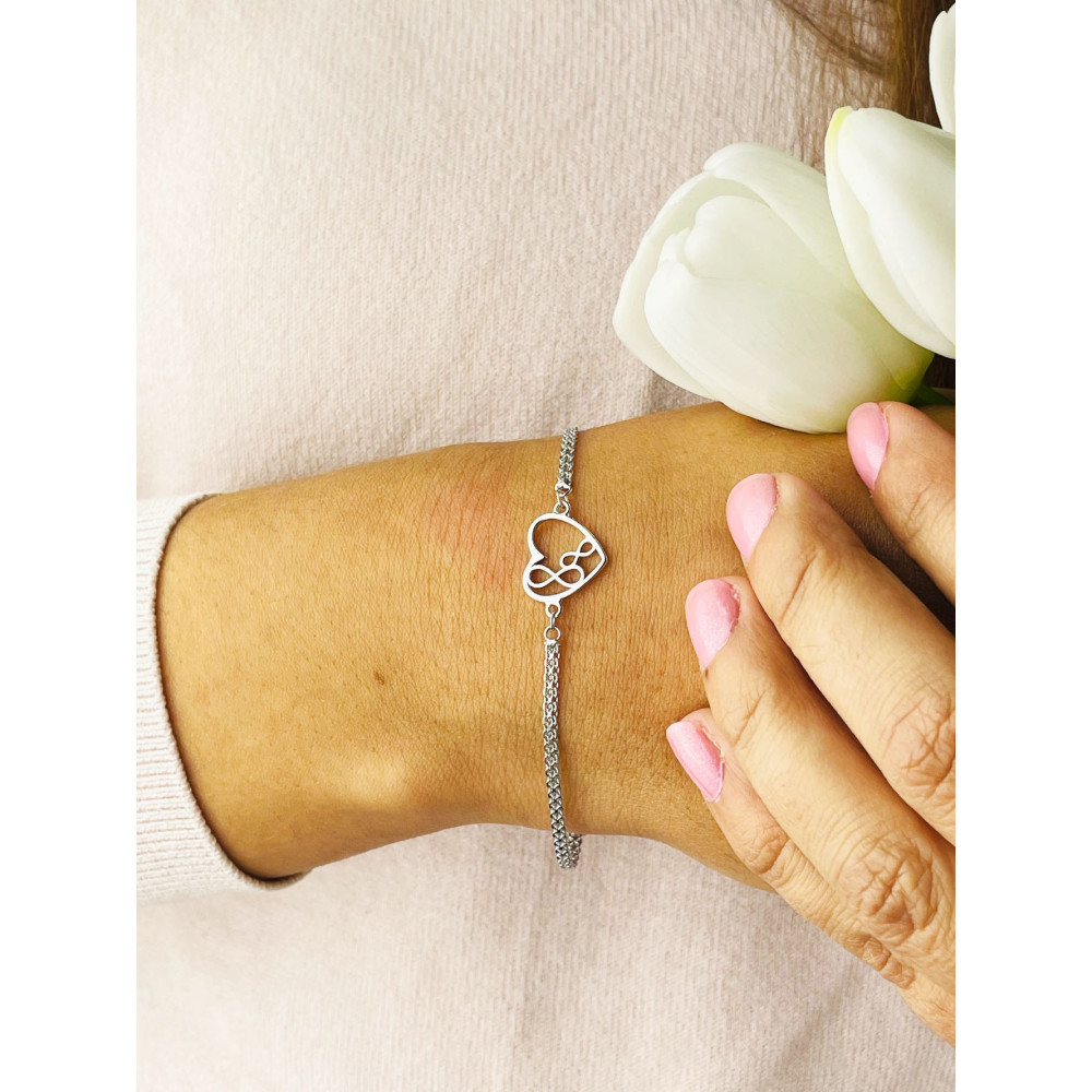 Infinity Herz 925 Silber Ankerkette Armband