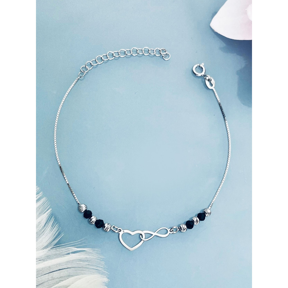 Herz Infinity Armband 925 Silber mit Spinell Damen