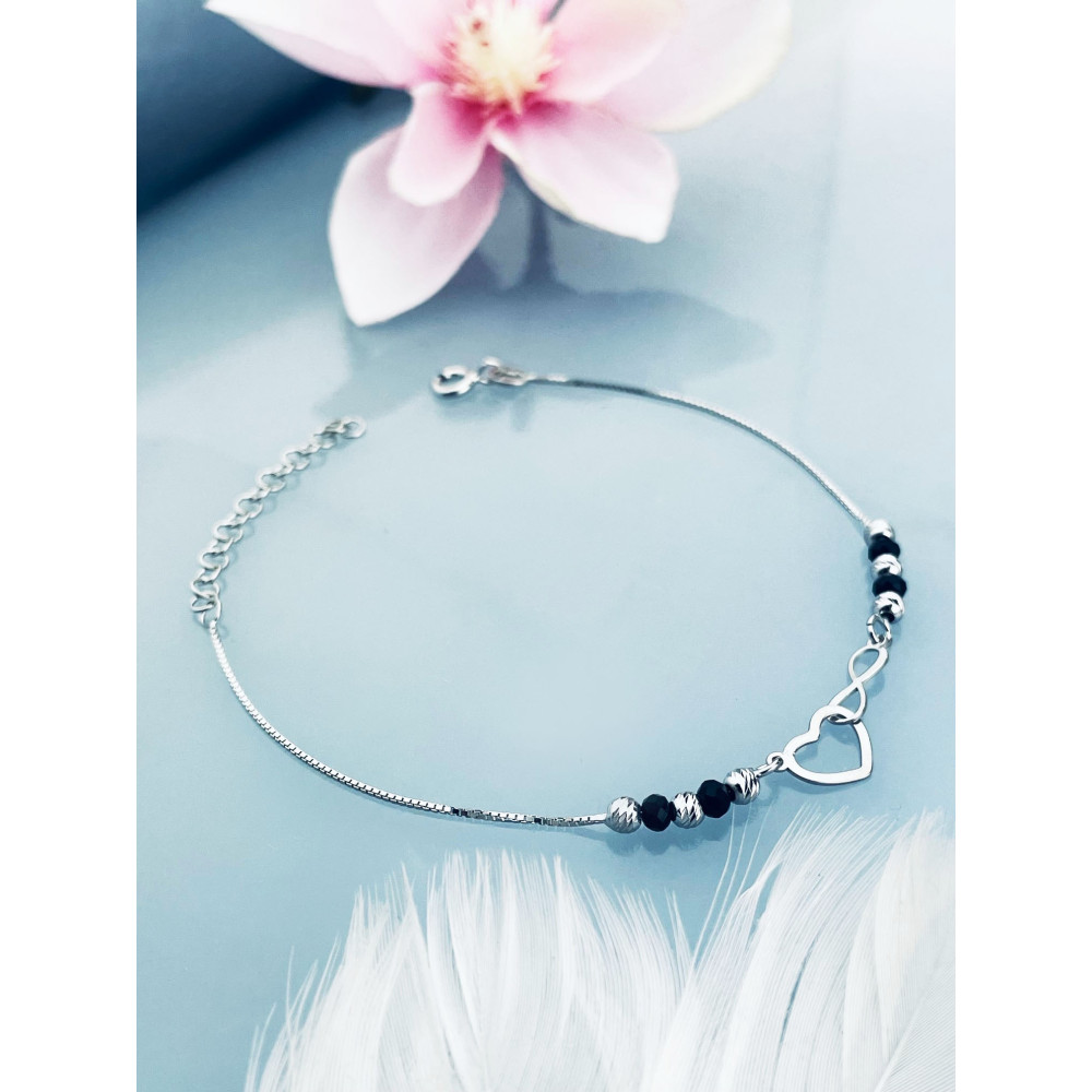 Herz Infinity Armband 925 Silber mit Spinell Damen