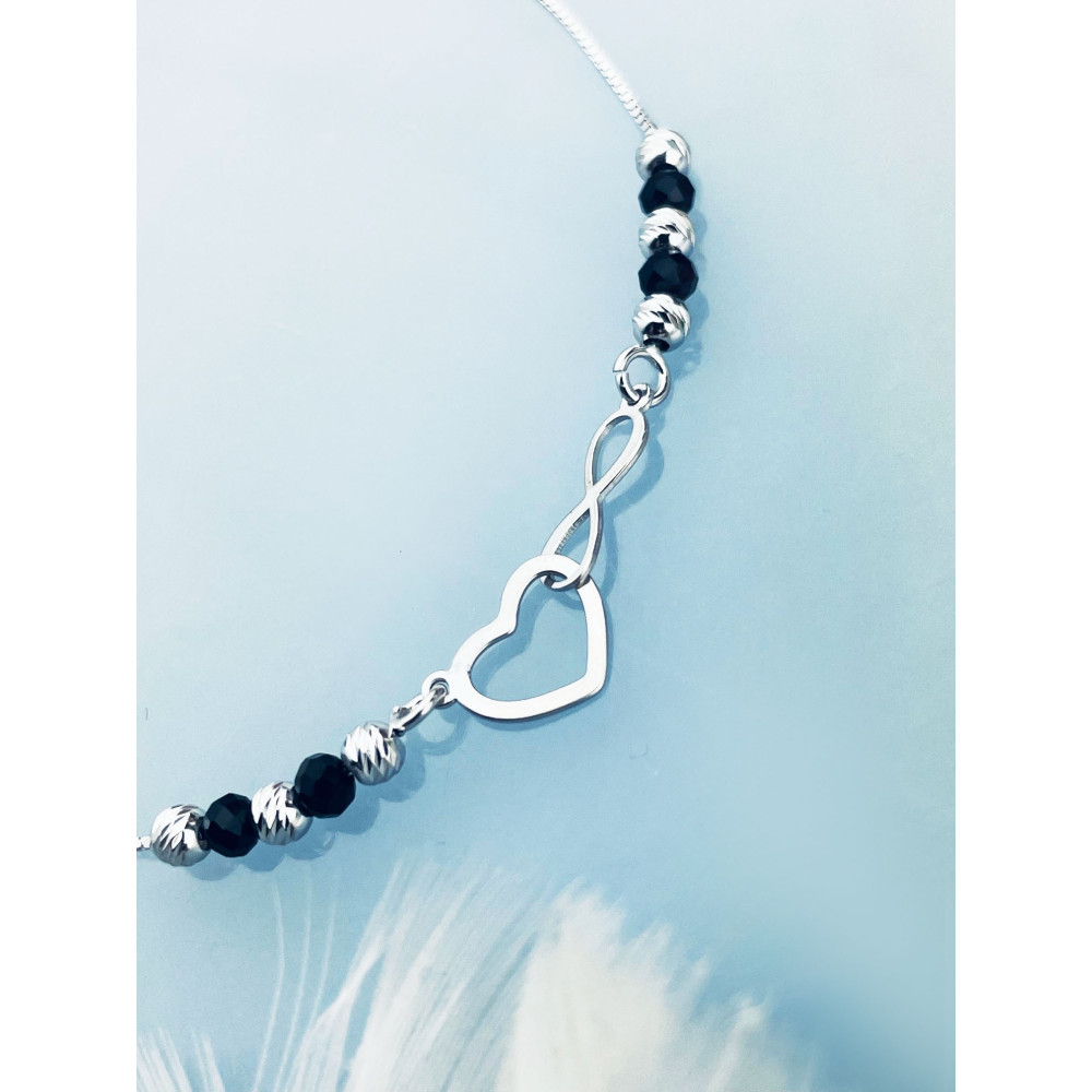 Herz Infinity Armband 925 Silber mit Spinell Damen