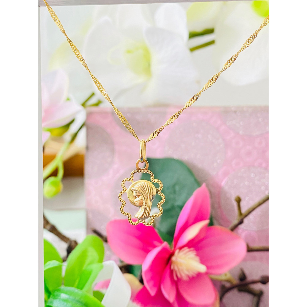 Złoty Medalik Zawieszka Matka Boska Fatimska