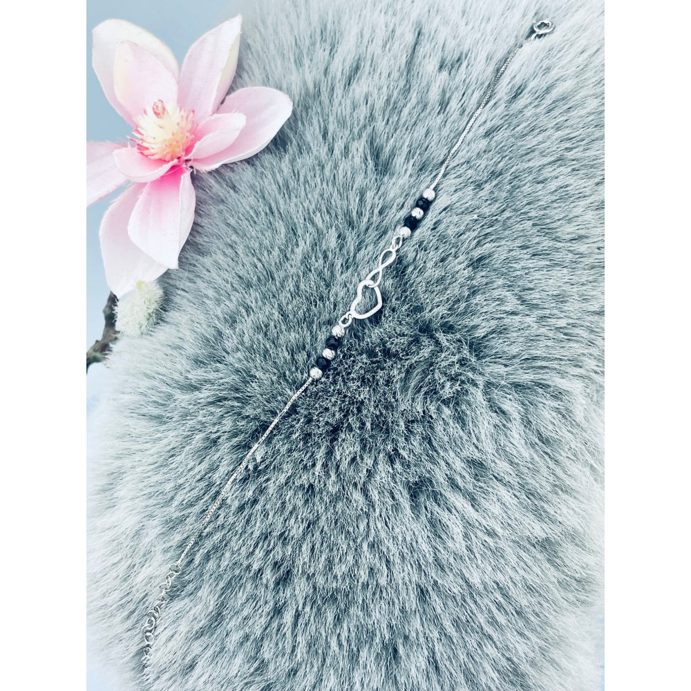 Herz Infinity Armband 925 Silber mit Spinell Damen