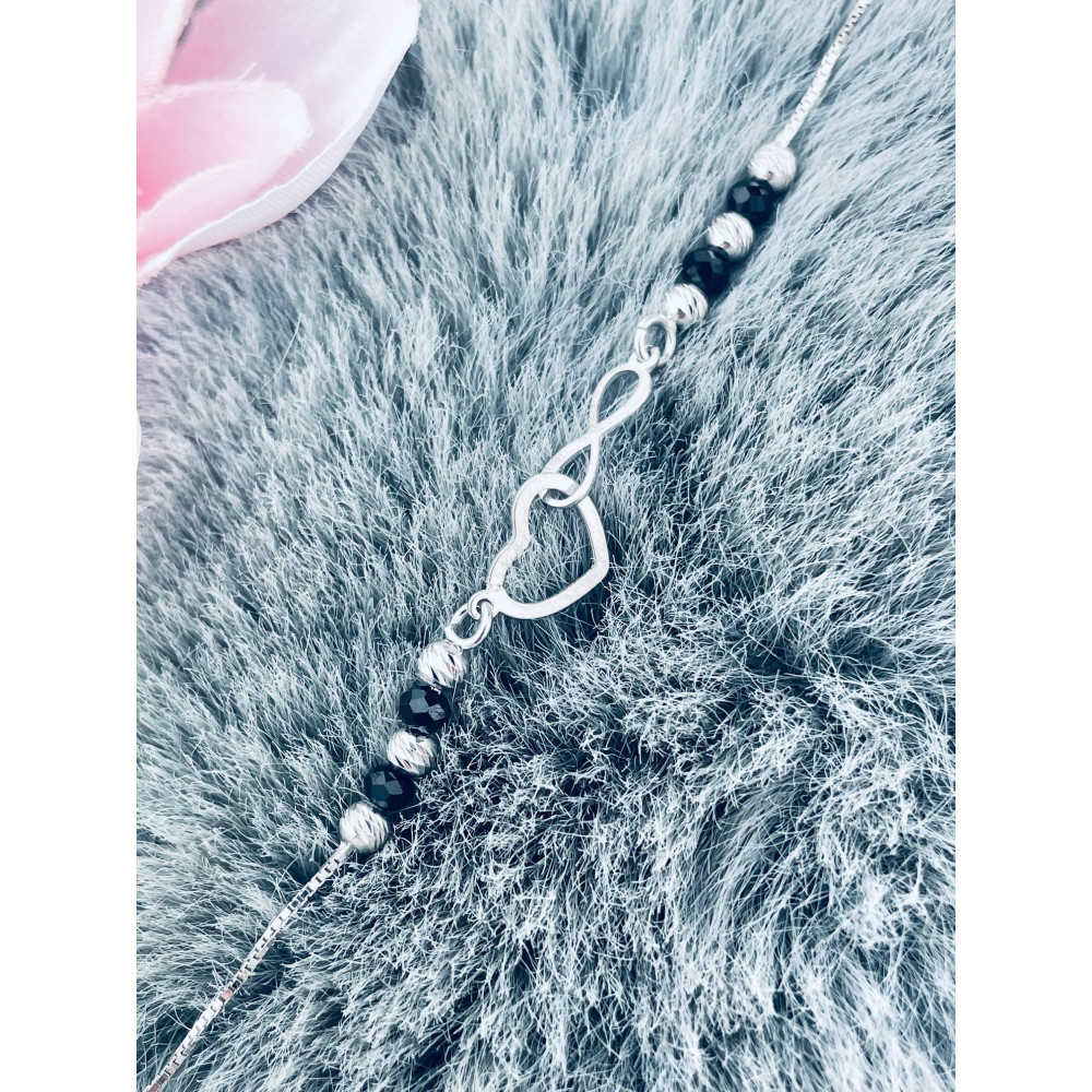 Herz Infinity Armband 925 Silber mit Spinell Damen