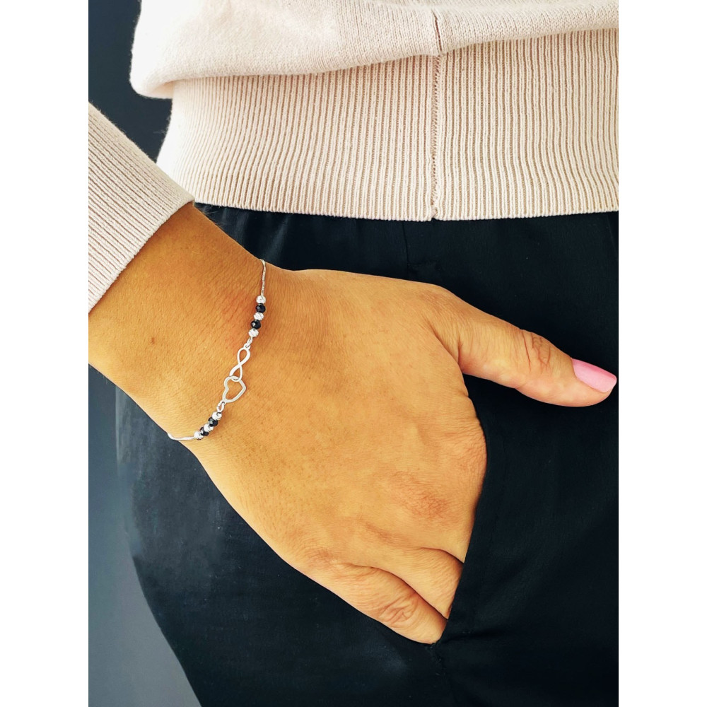 Herz Infinity Armband 925 Silber mit Spinell Damen