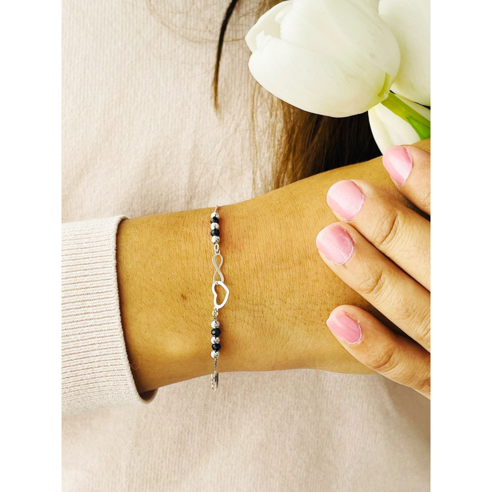 Herz Infinity Armband 925 Silber mit Spinell Damen