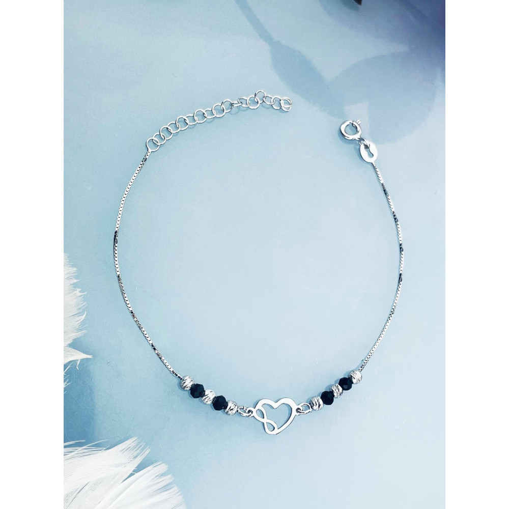 Herz Infinity Armband 925 Silber mit Spinell Damen