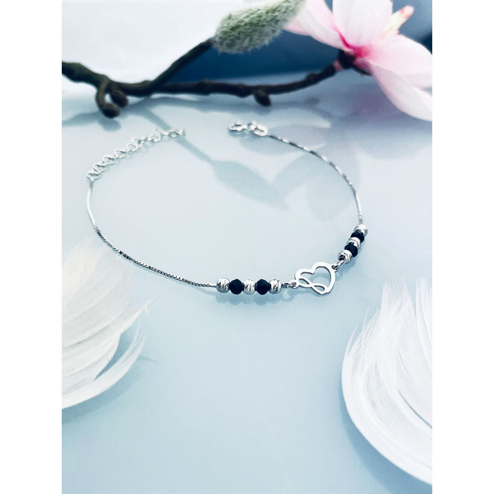 Herz Infinity Armband 925 Silber mit Spinell Damen