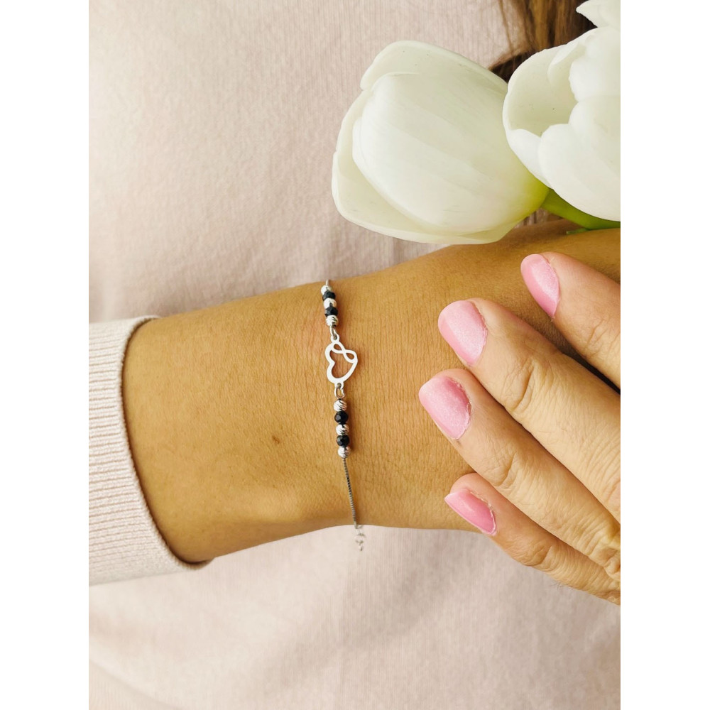 Herz Infinity Armband 925 Silber mit Spinell Damen
