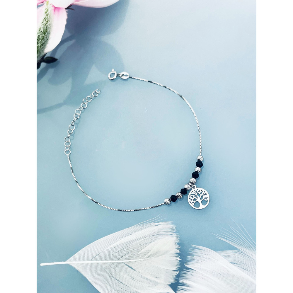 Baum Armband 925 Silber mit Spinell Damen