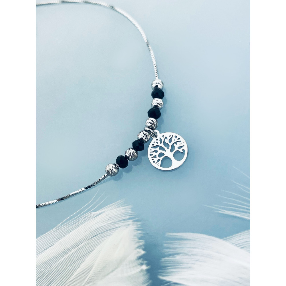 Baum Armband 925 Silber mit Spinell Damen