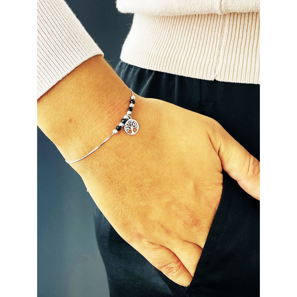 Baum Armband 925 Silber mit Spinell Damen