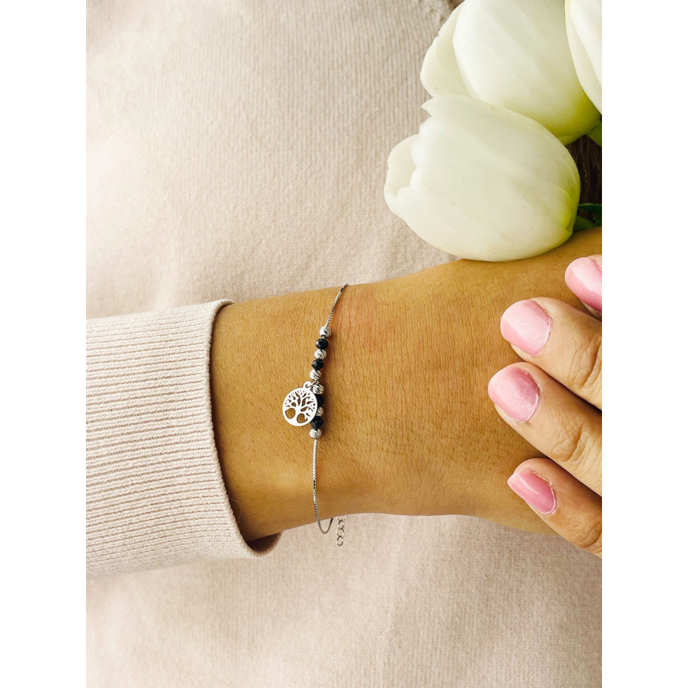 Baum Armband 925 Silber mit Spinell Damen