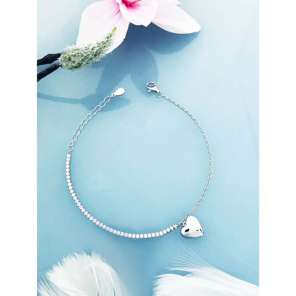 Herz Armband 925 Silber mit Zirkonia Damen