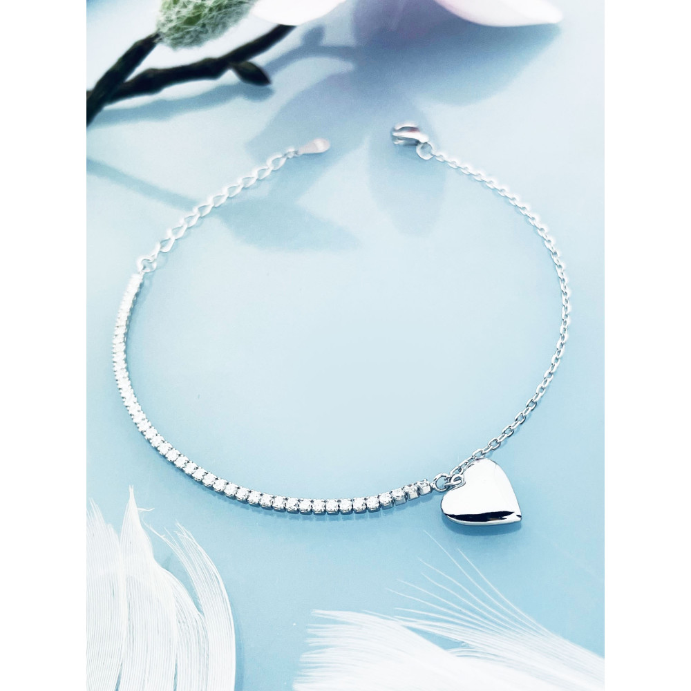Herz Armband 925 Silber mit Zirkonia Damen