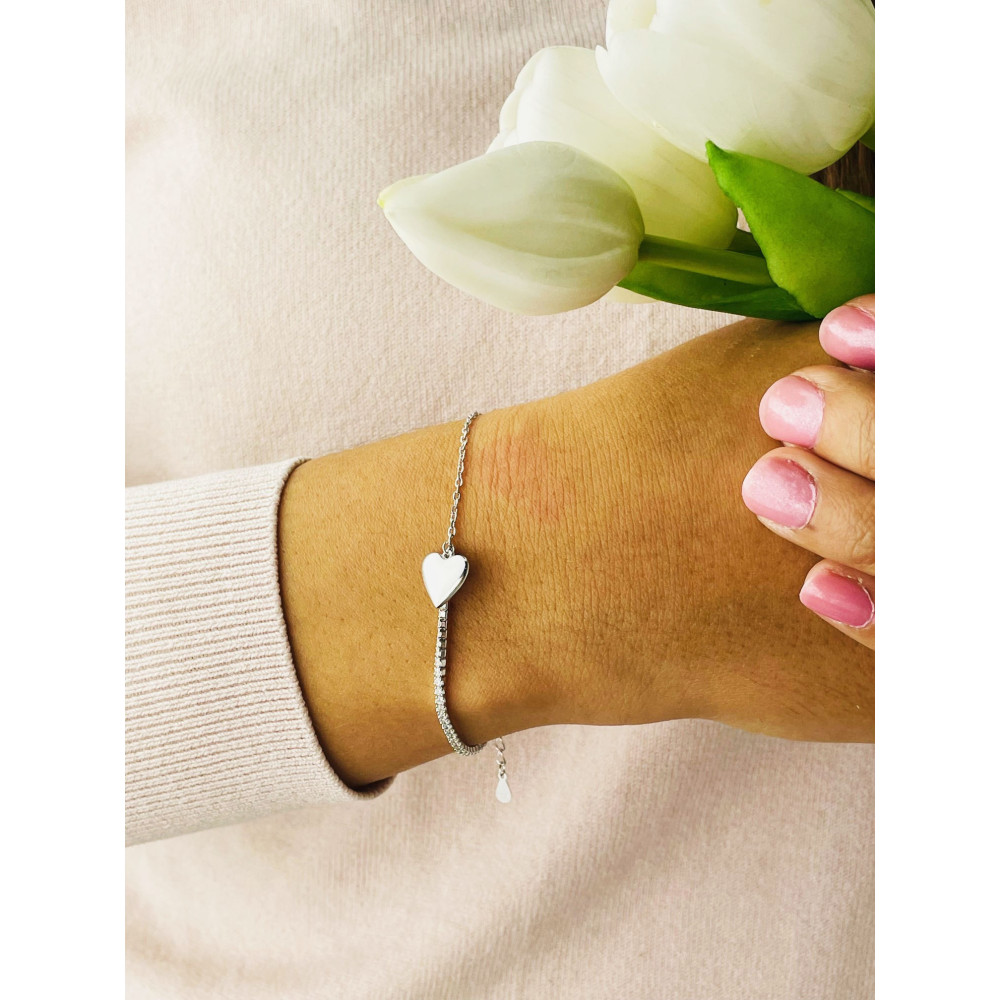 Herz Armband 925 Silber mit Zirkonia Damen